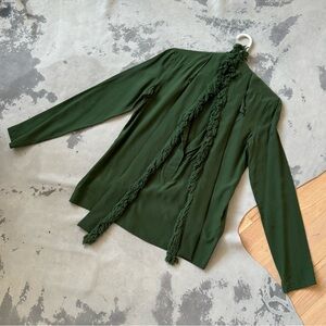 Celine shaggy green bow blouse silk size 40 designer chic sz 40 s 4/6